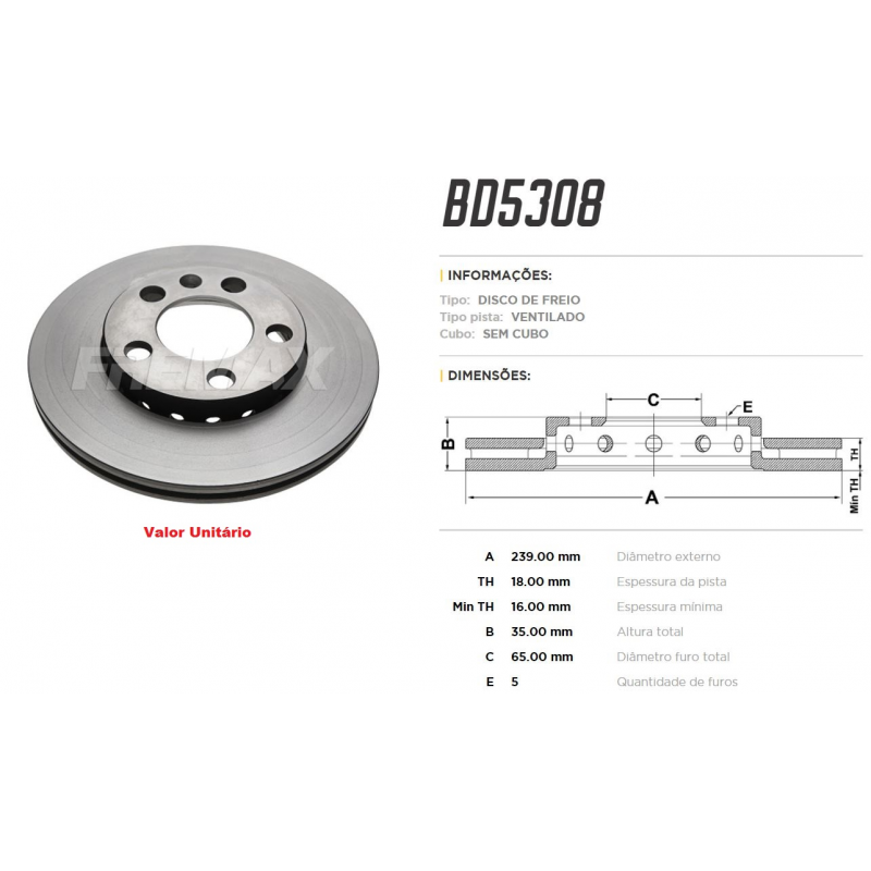 Disco Freio Dianteiro Vw Fox 1.0 04/09 Vw Polo 1.0 (ventilado/240mm) Fremax