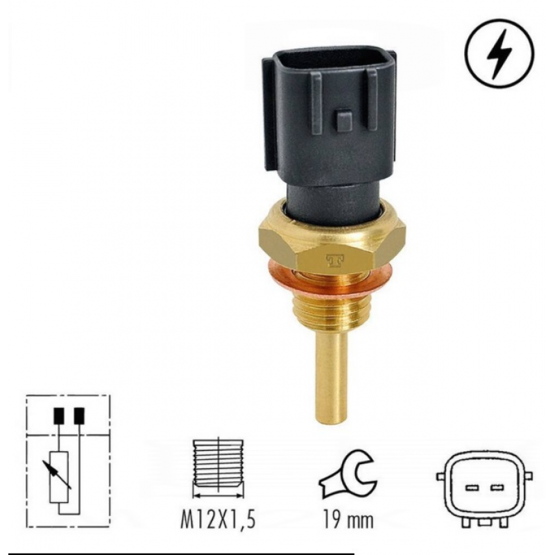Sensor Temp Ag Renault 1.6 Sce H4m 2017/ Nissan 1.8 2.0  (preto 2pinos) Mte Thomson