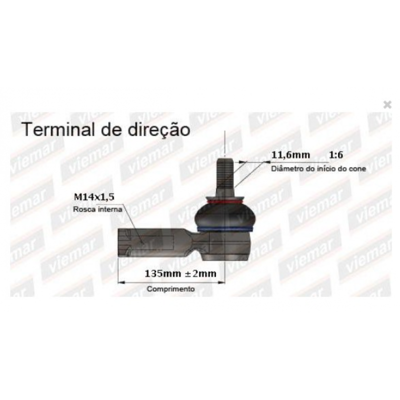 Terminal Direcao Compass Renegade - Le Rosca 14mm Viemar
