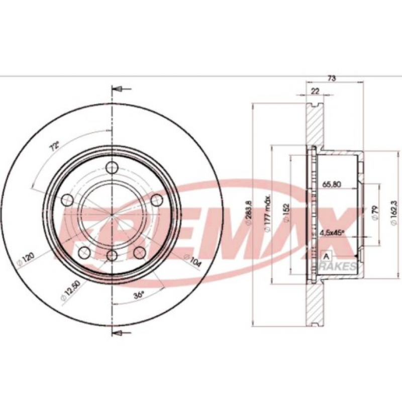 Disco Freio Dianteiro Bmw 116 2012/2015 (ventilado/284mm) Fremax