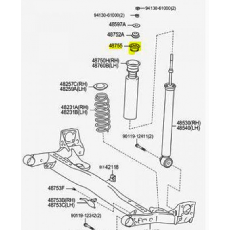 Coxim Amortecedor Traseiro Toyota Etios Yaris (inferior) Recrin Original