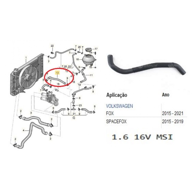 Mangueira Ar Quente Vw Fox Spacefox Voyage 1.6 Msi G6 Cauplas