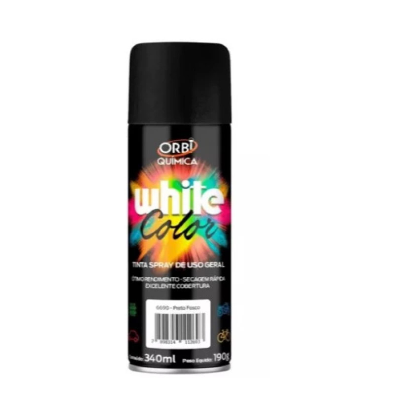 Tinta Spray Preto Fosco - 280g/400ml Orbi Quimica