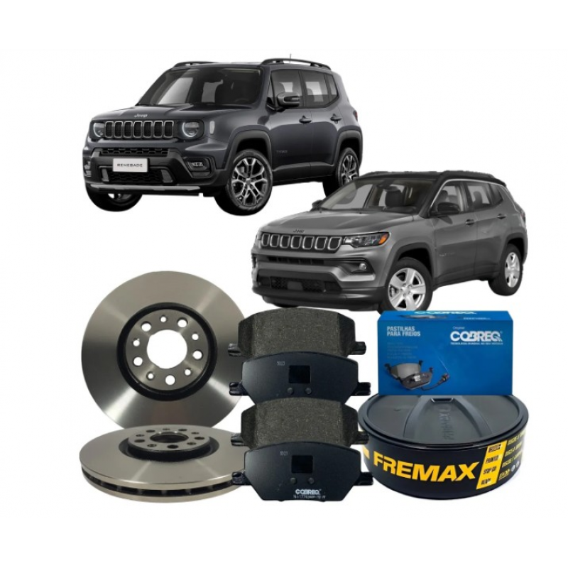KIT DISCO PASTILHA DIANTEIRO JEEP COMPASS RENEGADE FIAT TORO