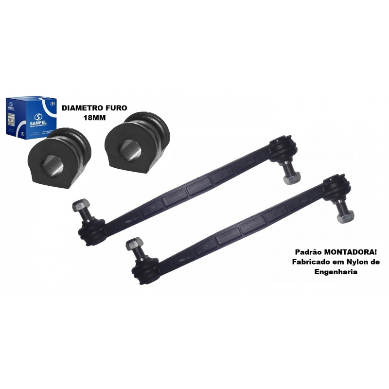 KIT.BIELETA NYLON + BUCHA ESTABILIZADOR GOL G5 G6 G7 G8 - 18MM