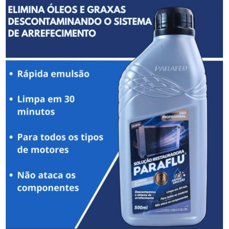 KIT LIMPA RADIADOR + DESCONTAMINANTE + CONCENTRADO 5L PARAFLU FERRUGEM OLEO GRAXA